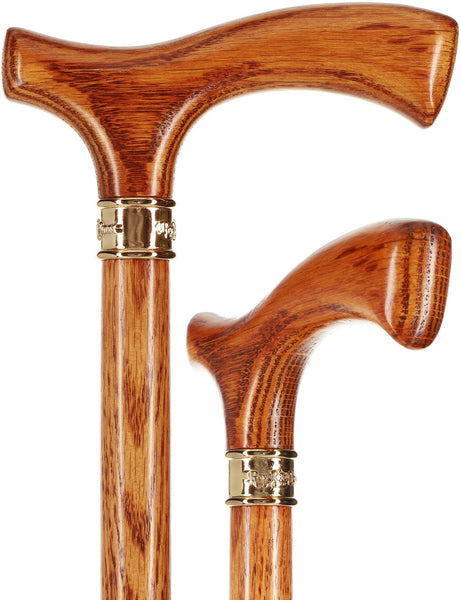 Elegant Fritz Oak Cane w/ Embossed Brass Collar