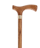 Elegant Slim-Line Oak Fritz Cane with Brass Collar