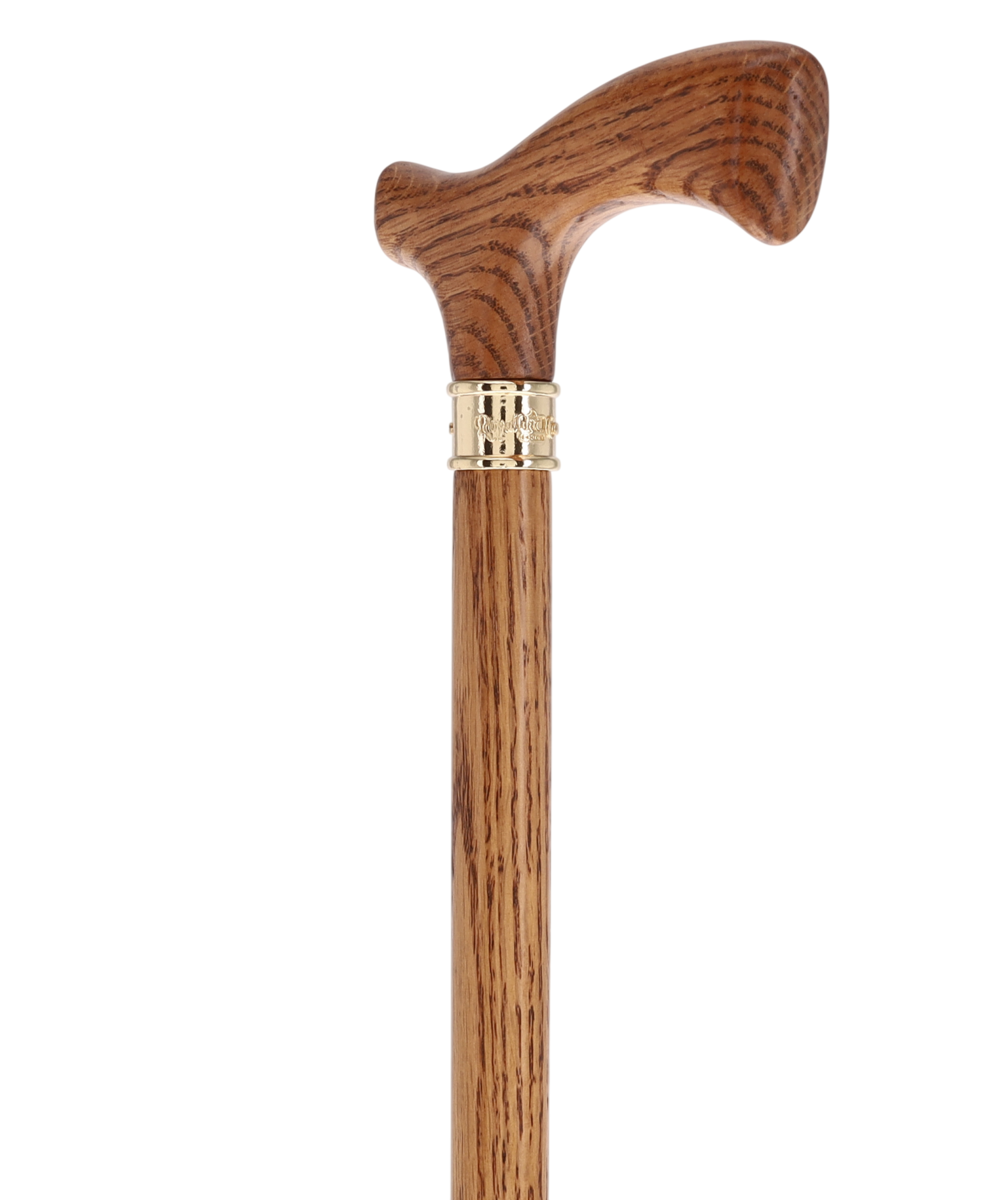Elegant Fritz Oak Cane w/ Embossed Brass Collar