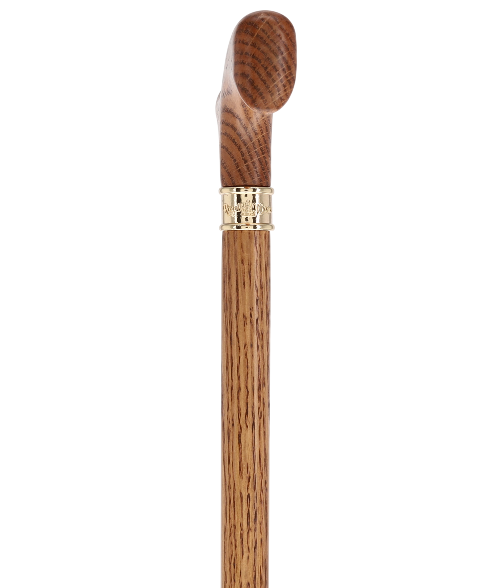 Elegant Fritz Oak Cane w/ Embossed Brass Collar