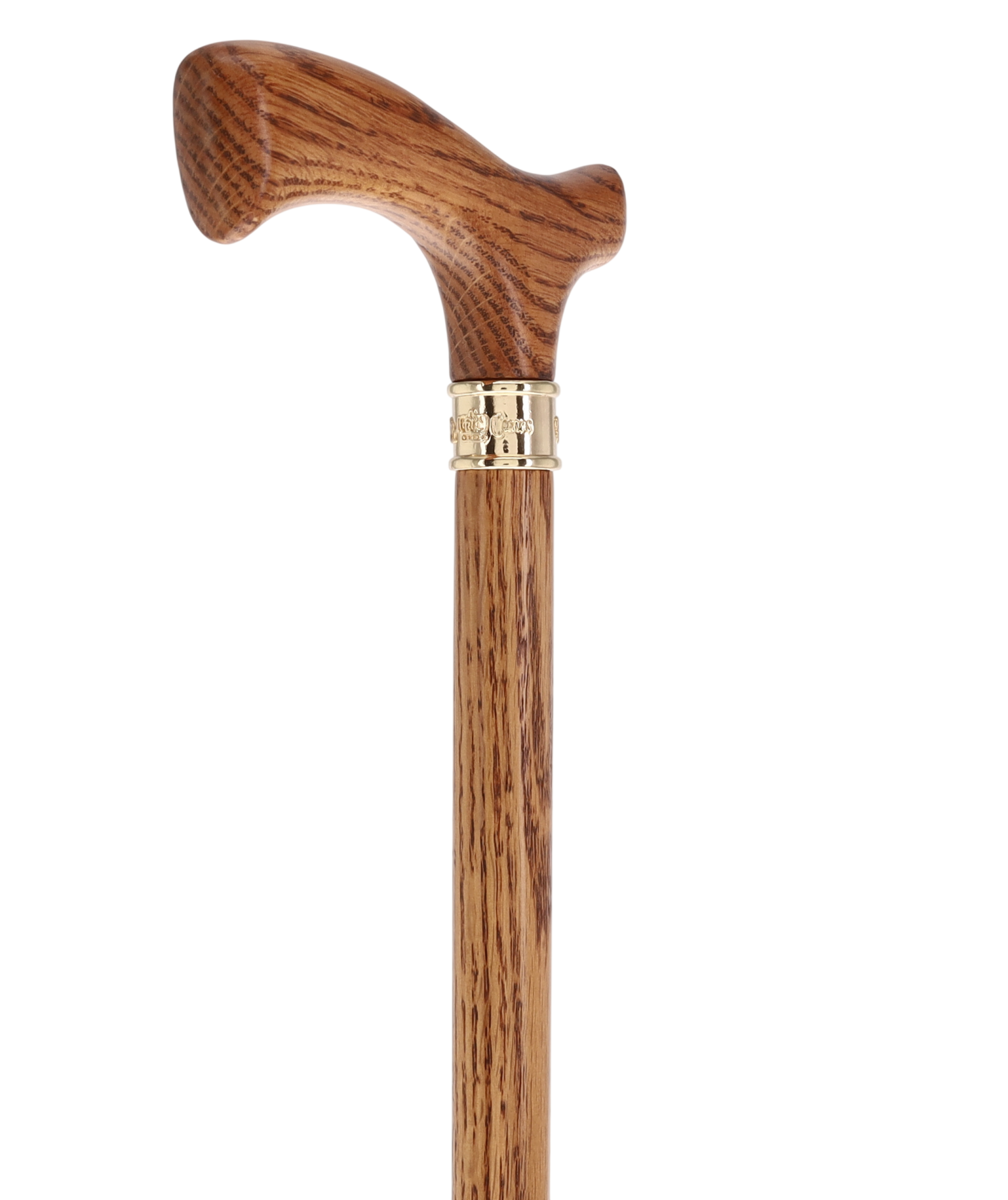 Elegant Fritz Oak Cane w/ Embossed Brass Collar