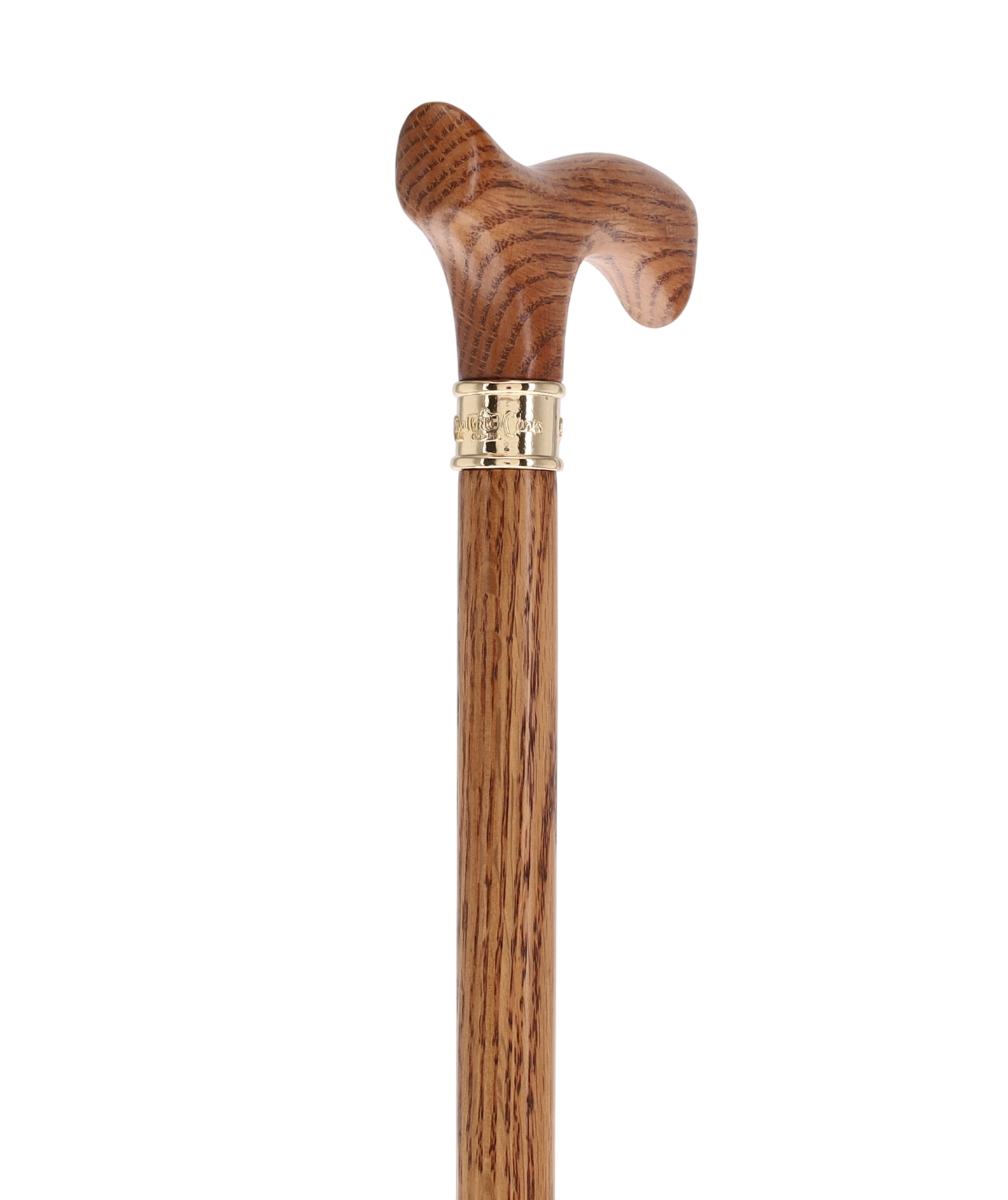 Elegant Fritz Oak Cane w/ Embossed Brass Collar