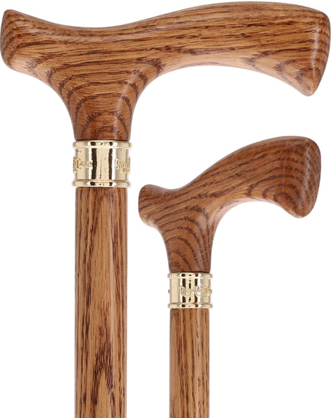 Elegant Fritz Oak Cane w/ Embossed Brass Collar