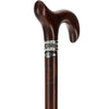 Derby Walking Cane With Exotic Cocobolo Wood Shaft and Pewter Rose Collar