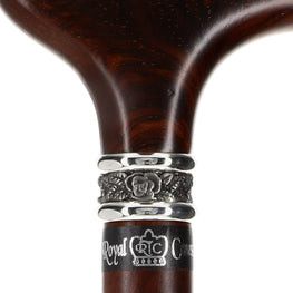 Scratch and Dent Derby Walking Cane With Exotic Cocobolo Wood Shaft and Pewter Rose Collar V1261