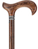Derby Walking Cane With Genuine Bocote Wood Shaft and Pewter Rose Collar