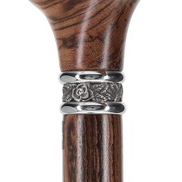 Scratch and Dent Derby Walking Cane With Genuine Bocote Wood Shaft and Pewter Rose Collar V1198
