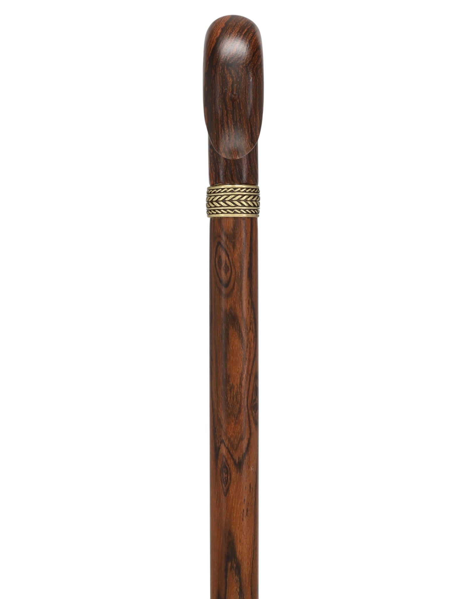 Luxury Natural Bocote Wood Derby Cane - Nature's Design Gold Pewter Collar