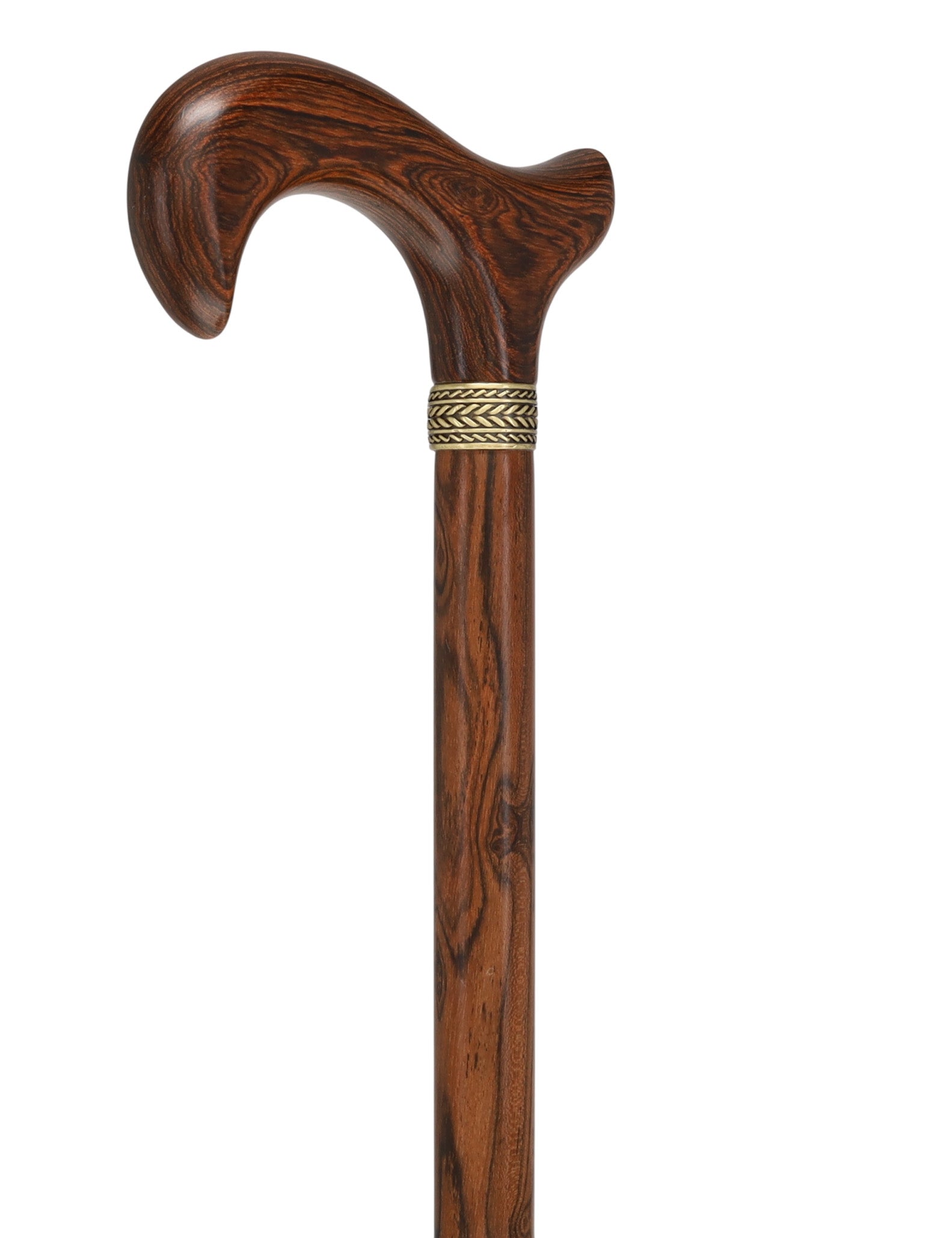 Luxury Natural Bocote Wood Derby Cane - Nature's Design Gold Pewter Collar