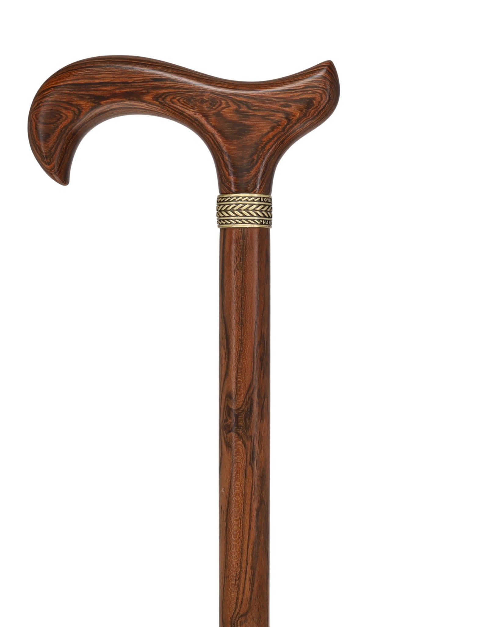 Luxury Natural Bocote Wood Derby Cane - Nature's Design Gold Pewter Collar