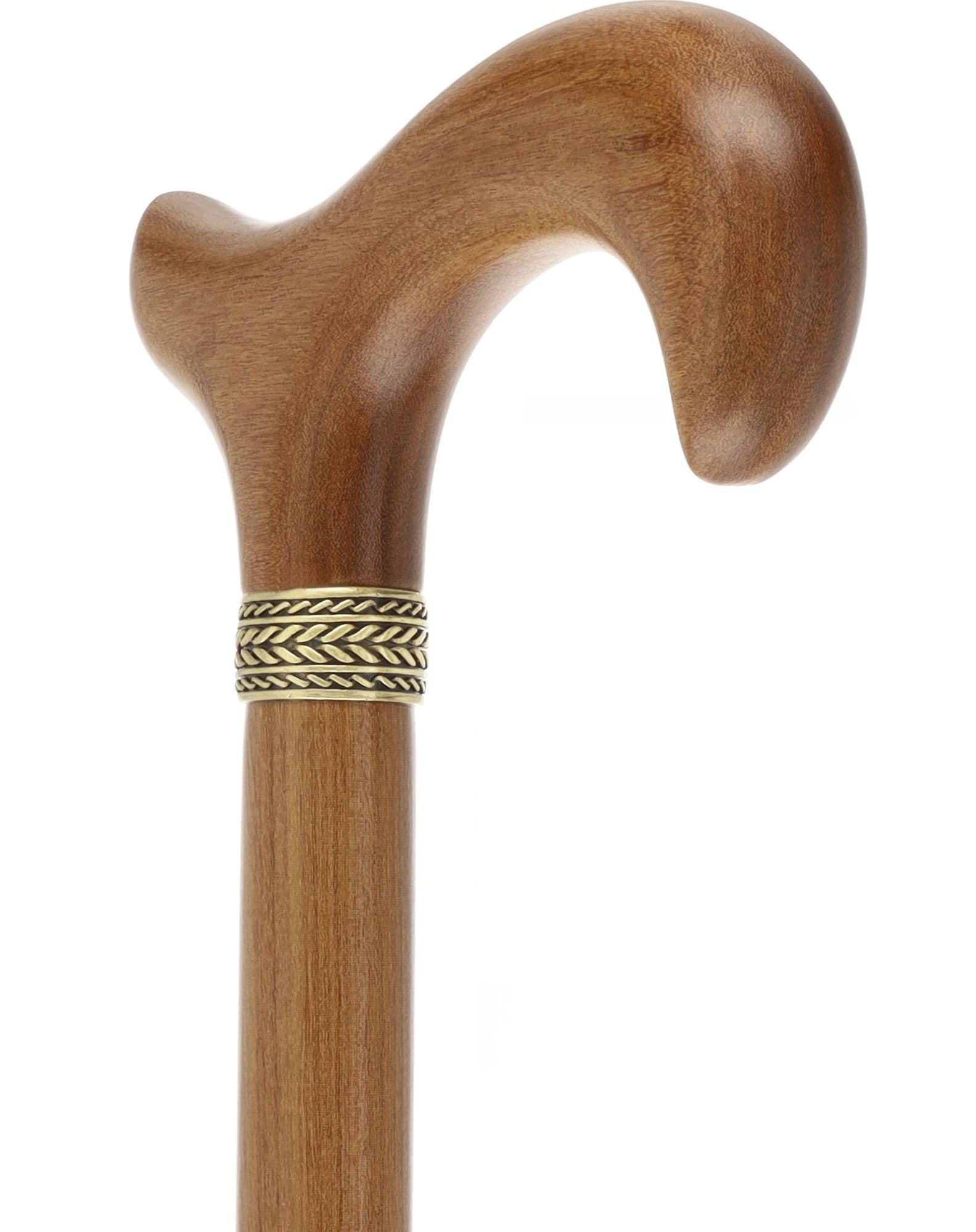 Derby Handle - Afromosia Wood -Standard Size Pewter Collar
