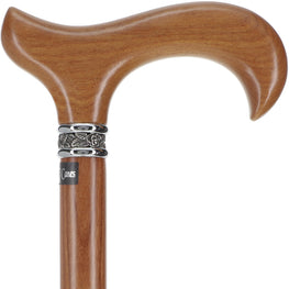 Afromosia Derby Cane: Distinct Afromosia Wood, Pewter Collar