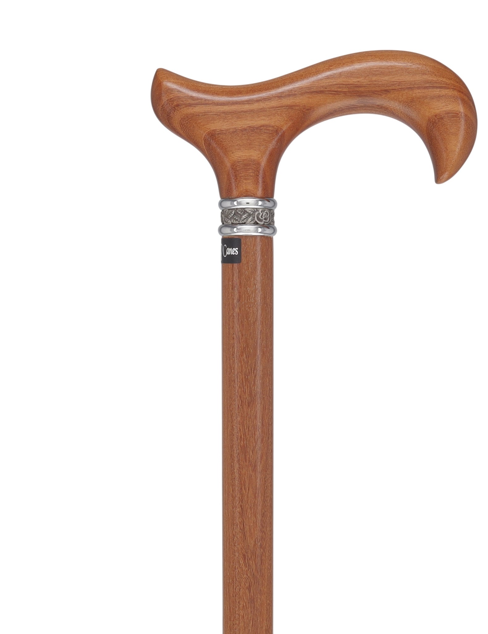 Afromosia Derby Cane: Distinct Afromosia Wood, Pewter Collar