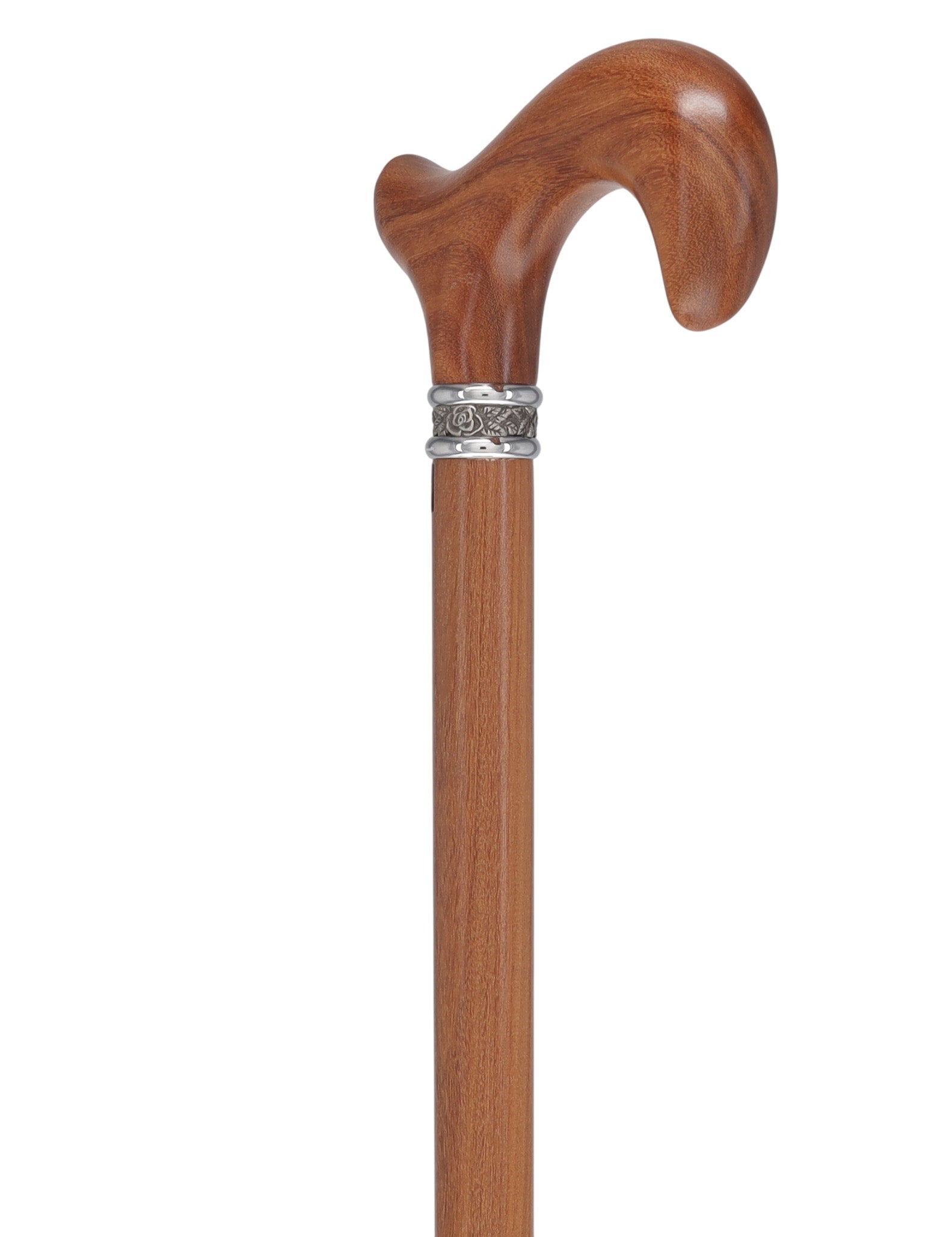 Afromosia Derby Cane: Distinct Afromosia Wood, Pewter Collar