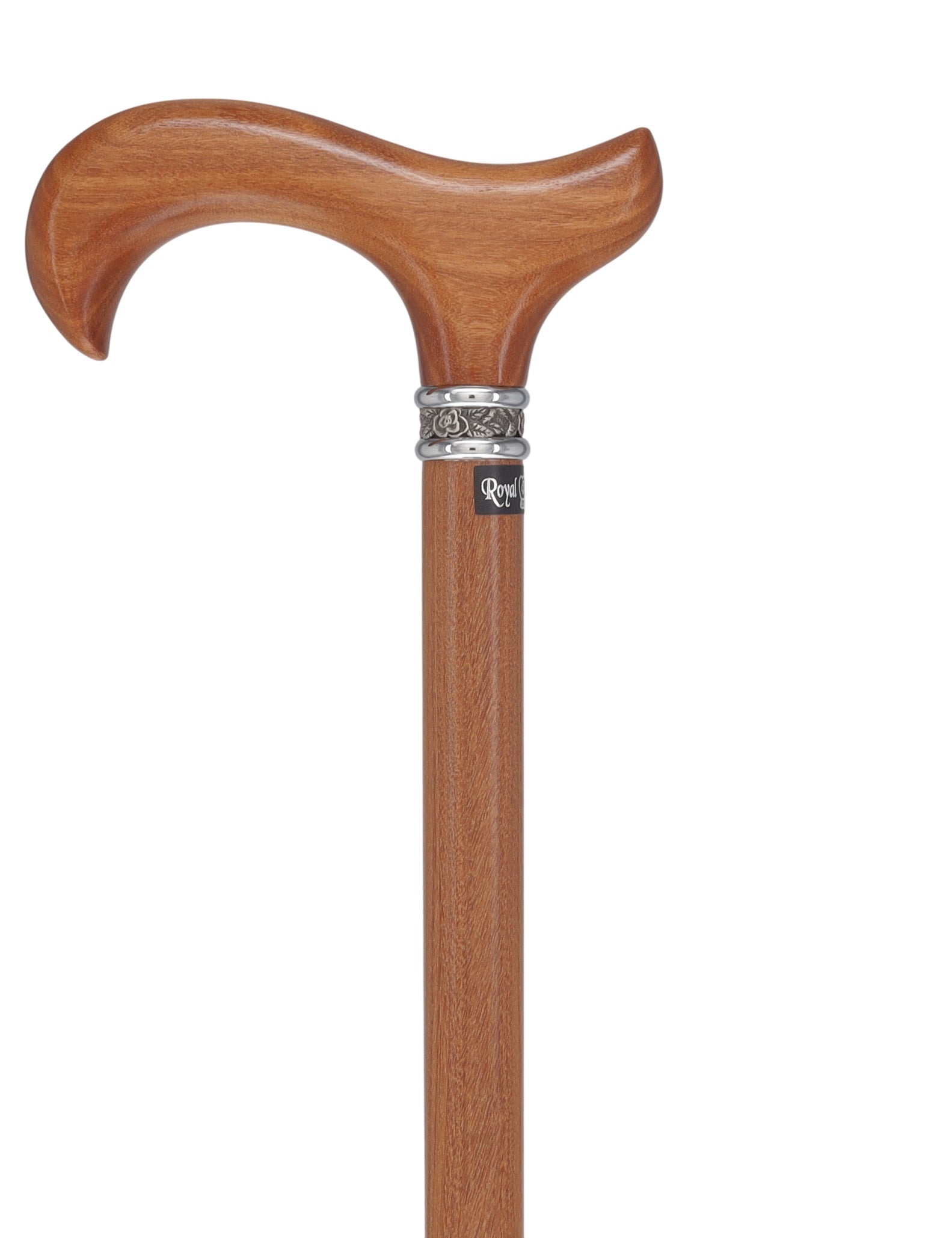 Afromosia Derby Cane: Distinct Afromosia Wood, Pewter Collar