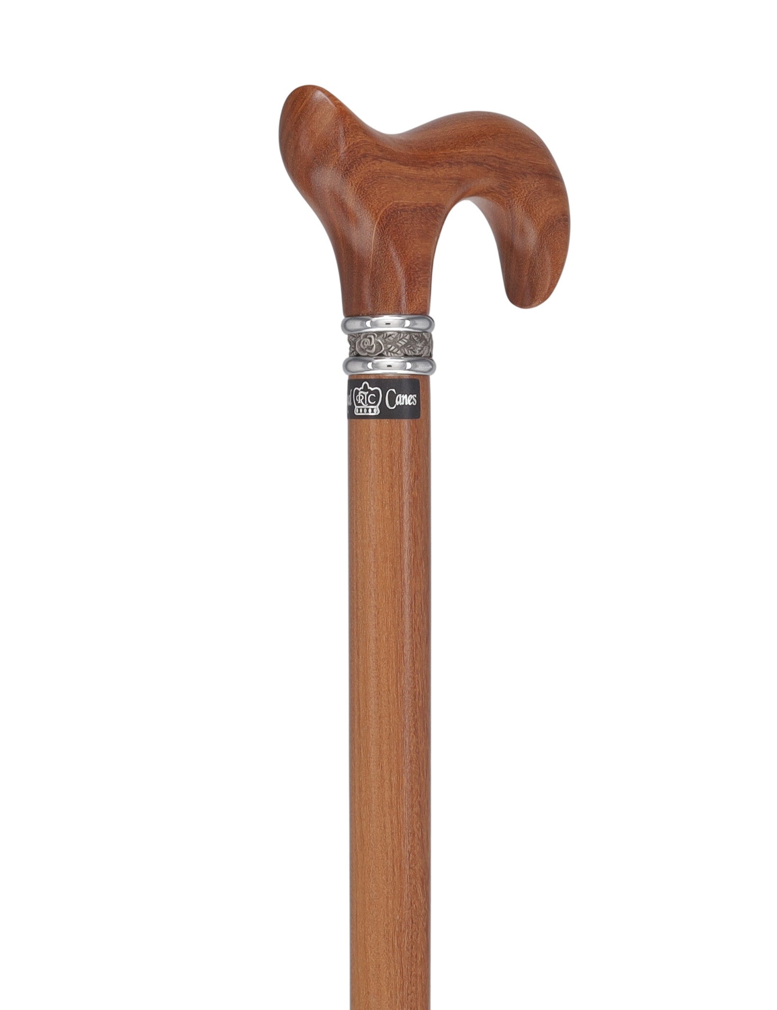 Afromosia Derby Cane: Distinct Afromosia Wood, Pewter Collar