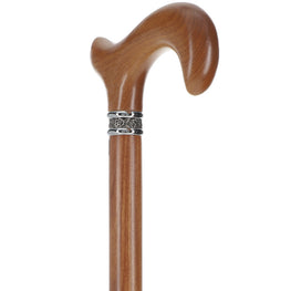 Afromosia Derby Walking Cane With Afromosia Wood Shaft and Pewter Collar