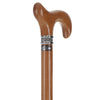 Scratch and Dent Afromosia Derby Walking Cane With Afromosia Wood Shaft and Pewter Collar V2224
