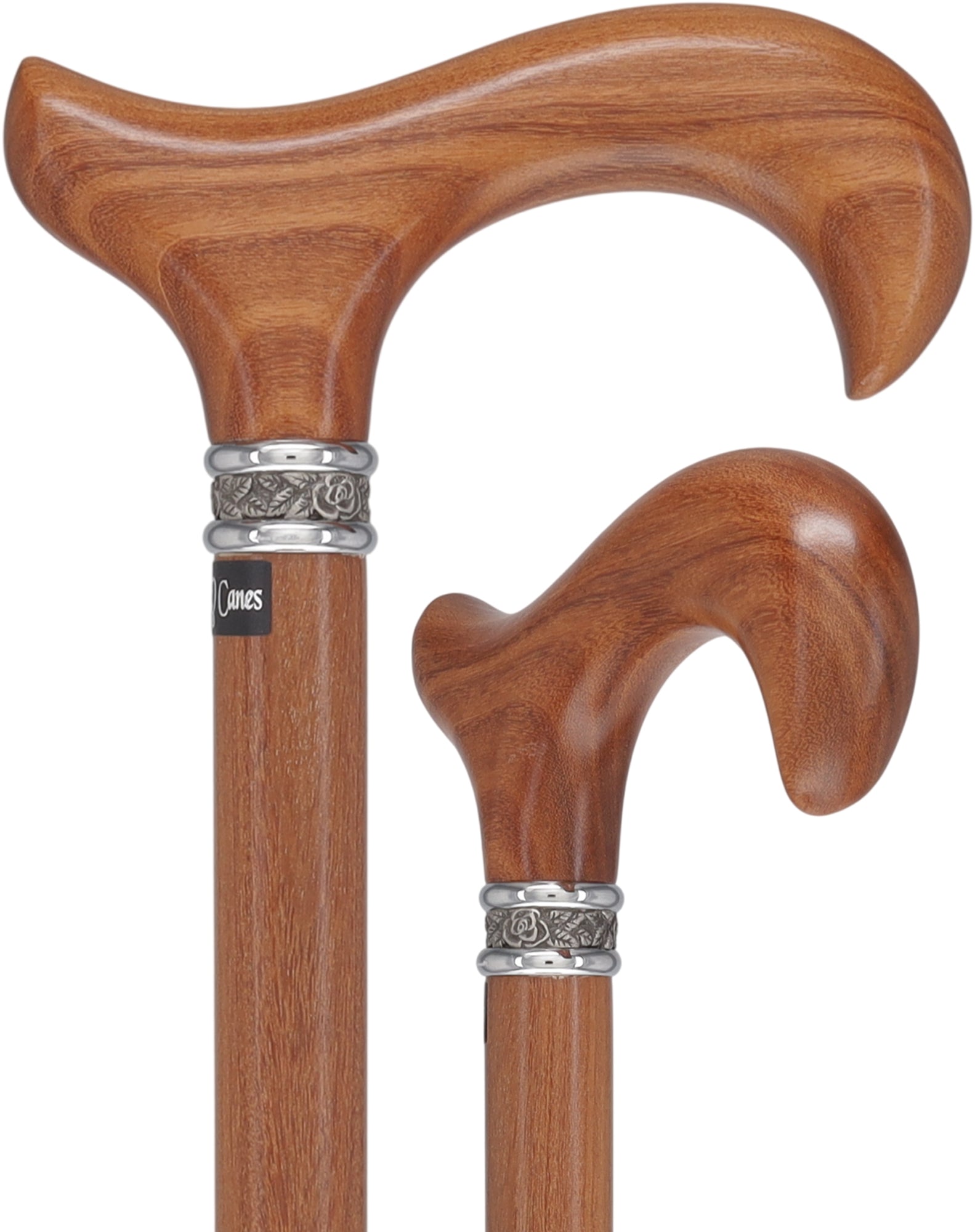 Afromosia Derby Cane: Distinct Afromosia Wood, Pewter Collar