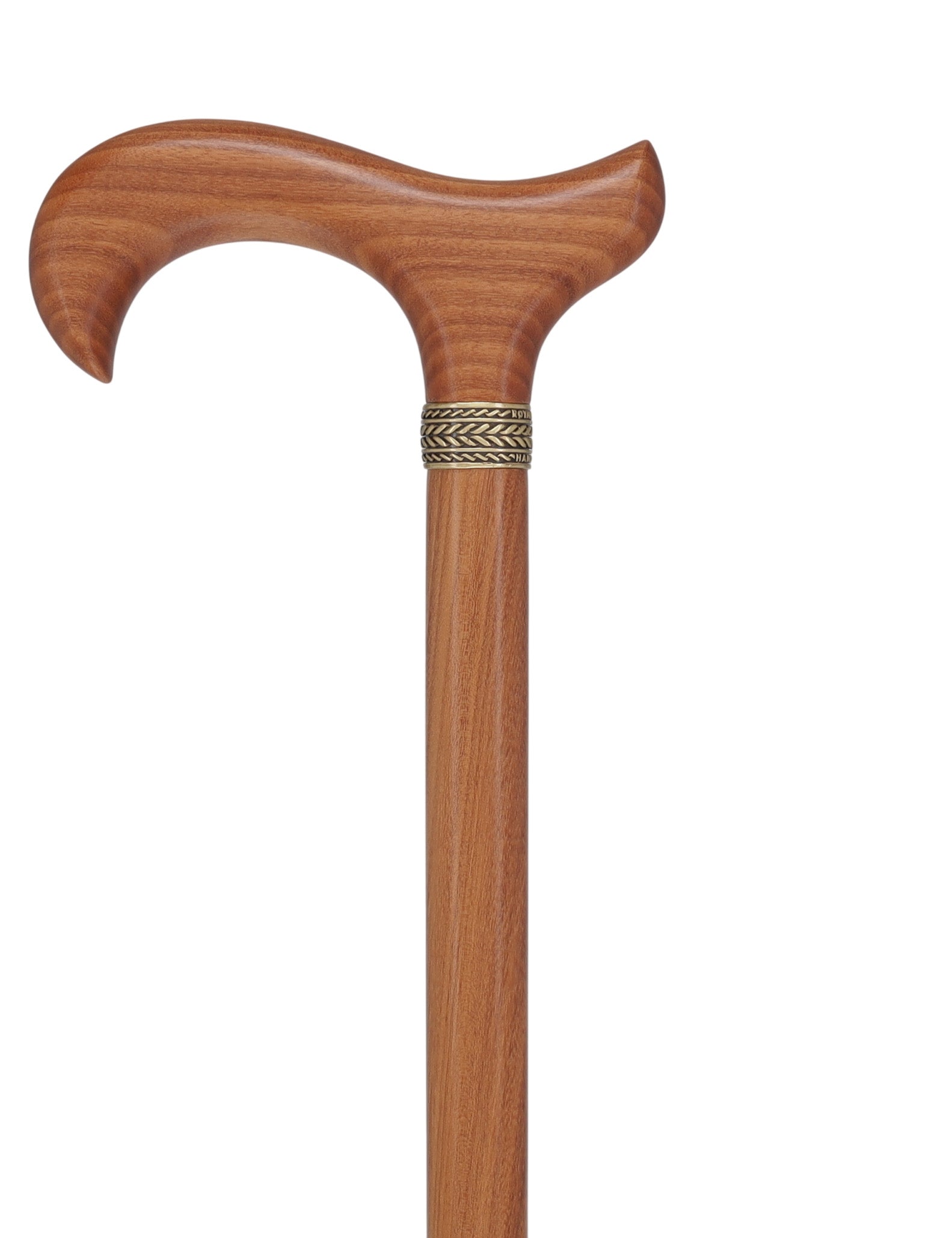 Afromosia Derby Cane: Distinct Afromosia Wood, Pewter Collar
