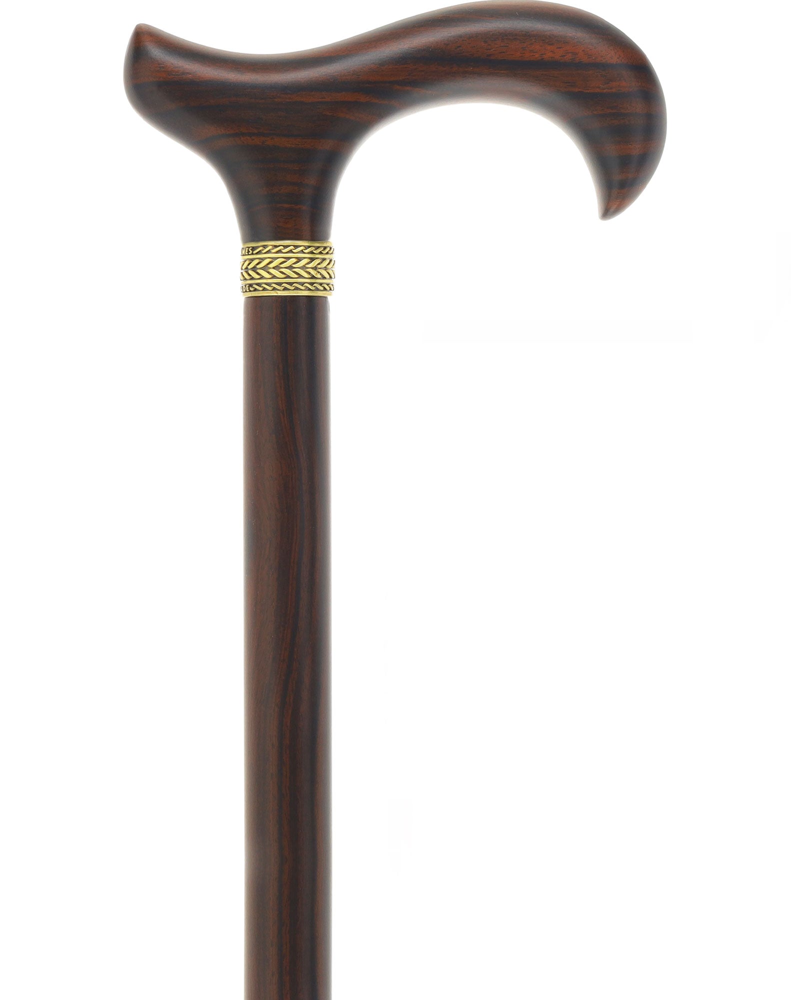 Luxury Derby Cane: Radiant Genuine Ebony Wood, Pewter Collar Option