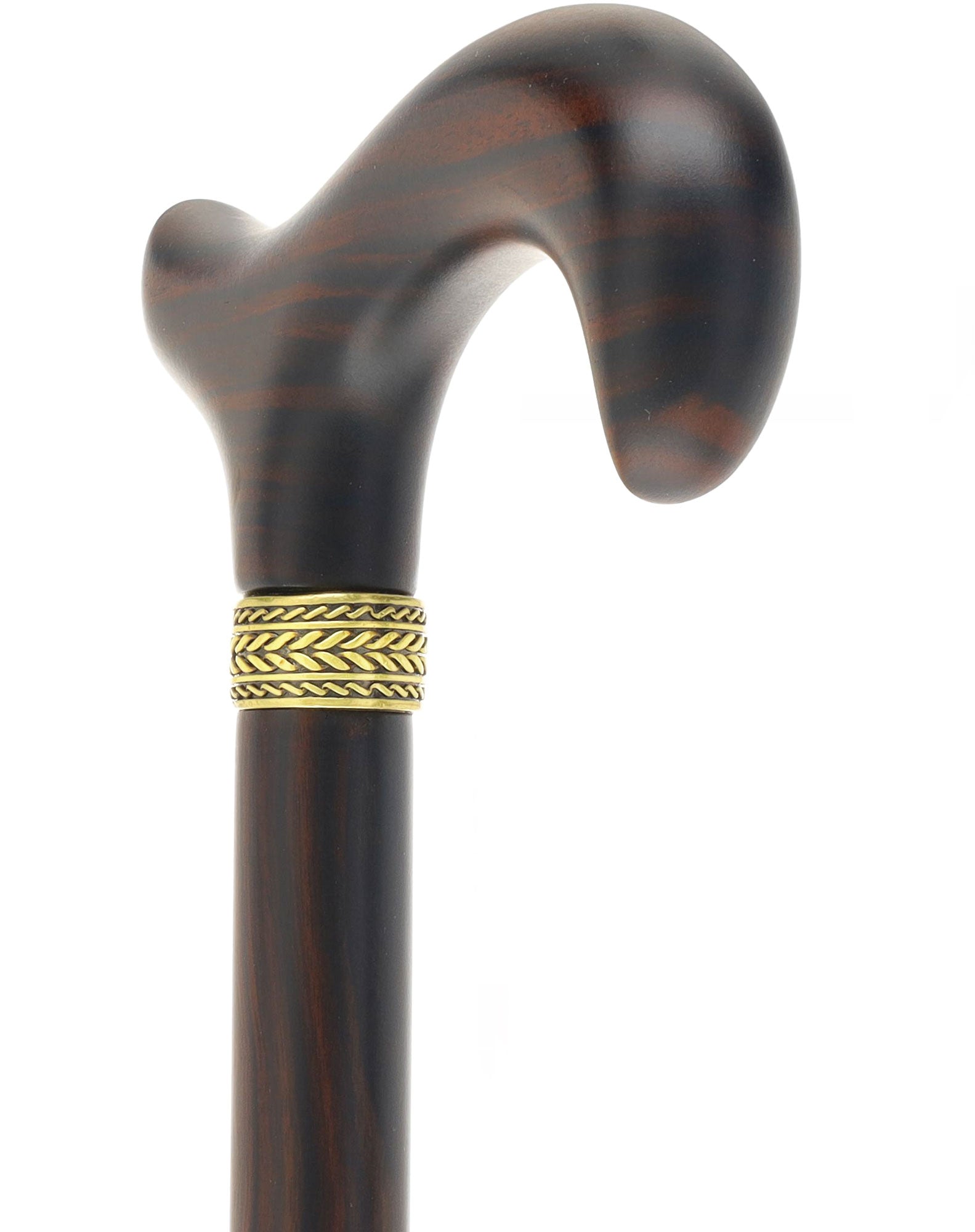 Luxury Derby Cane: Radiant Genuine Ebony Wood, Pewter Collar Option