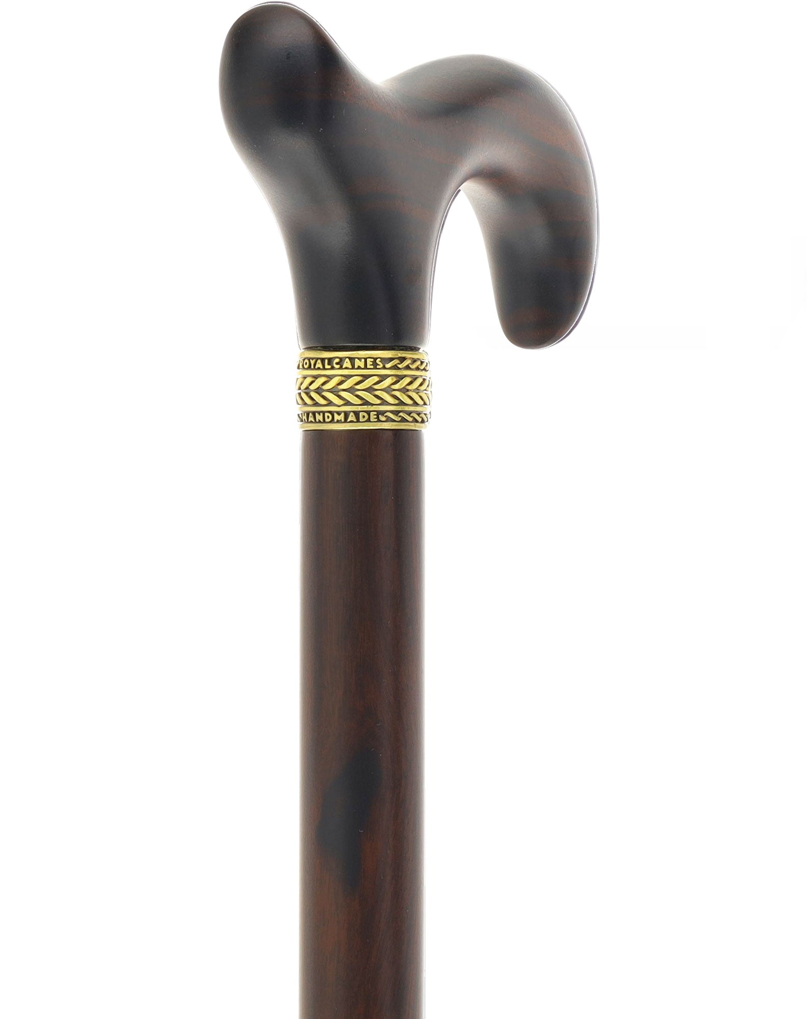 Luxury Derby Cane: Radiant Genuine Ebony Wood, Pewter Collar Option
