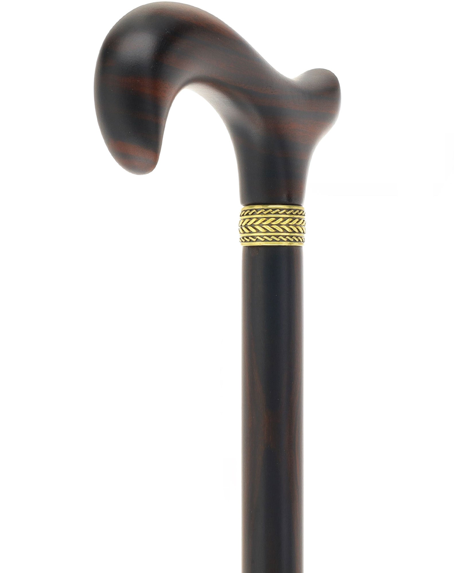 Luxury Derby Cane: Radiant Genuine Ebony Wood, Pewter Collar Option