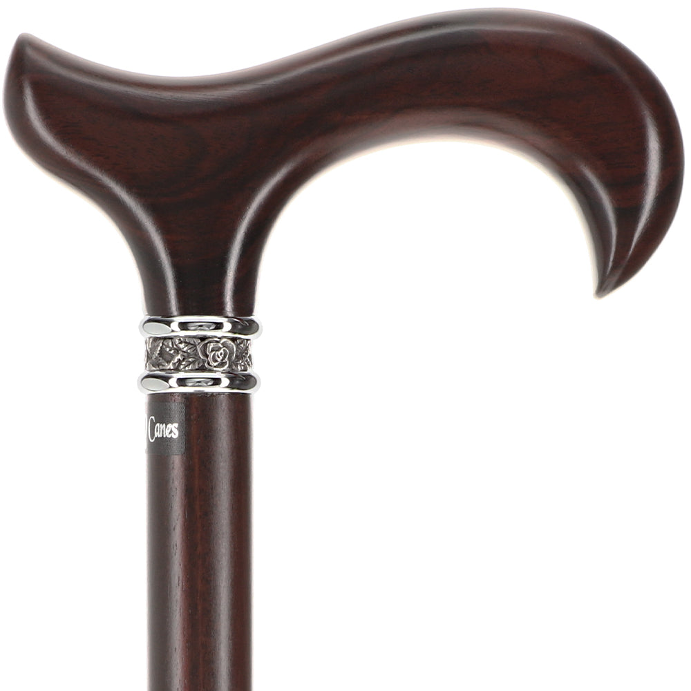 Luxury Derby Cane: Radiant Genuine Ebony Wood, Pewter Collar Option