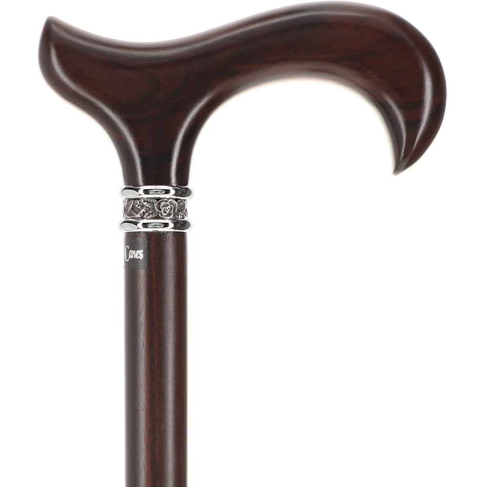 Luxury Derby Cane: Radiant Genuine Ebony Wood, Pewter Collar Option