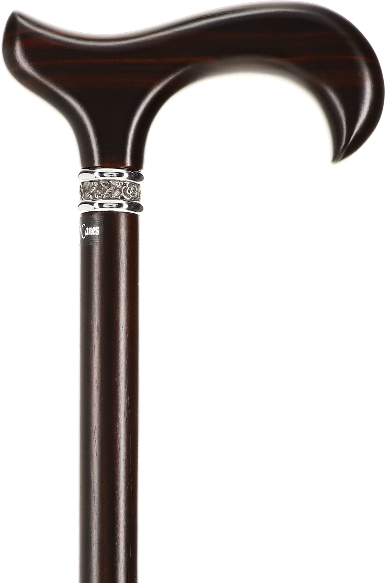Luxury Derby Cane: Radiant Genuine Ebony Wood, Pewter Collar Option