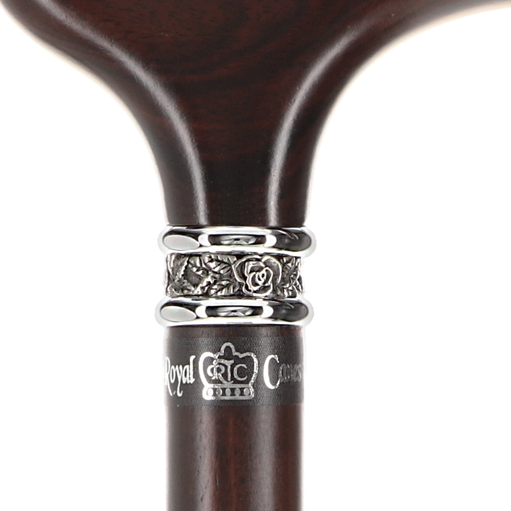 Luxury Derby Cane: Radiant Genuine Ebony Wood, Pewter Collar Option