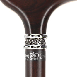 Scratch and Dent Luxury Derby Cane: Radiant Genuine Ebony Wood, Pewter Collar V3474