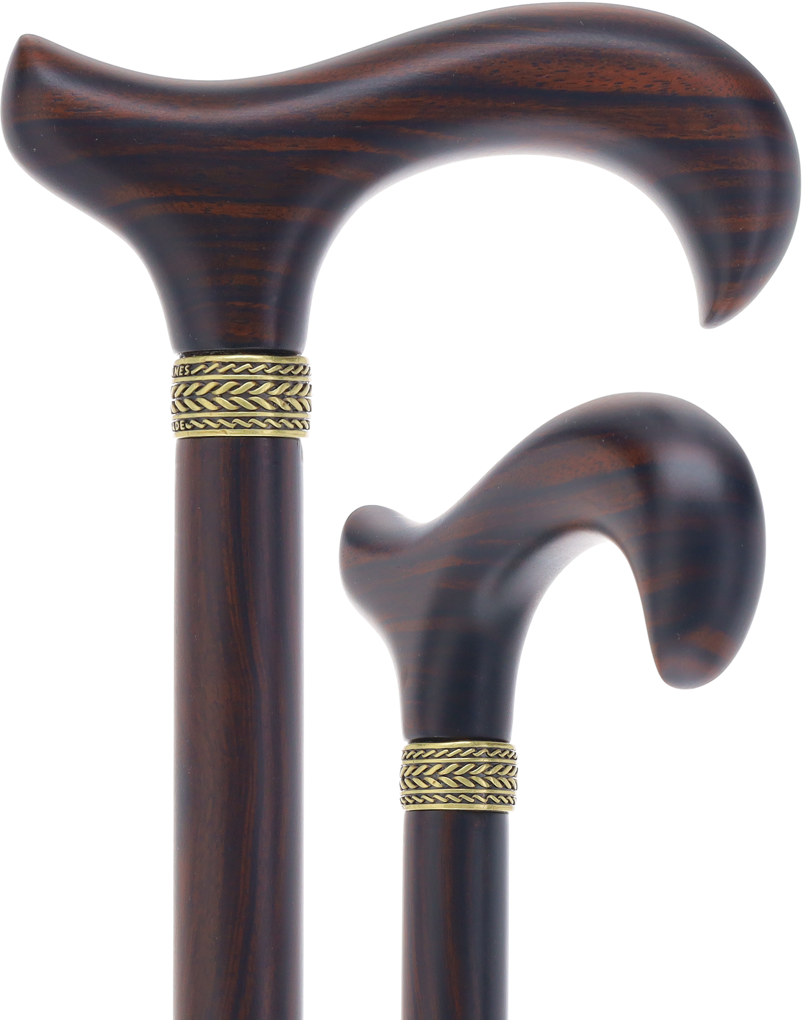 Luxury Derby Cane: Radiant Genuine Ebony Wood, Pewter Gold Collar