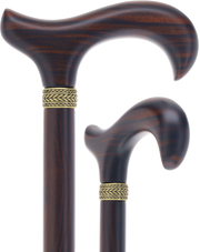 Luxury Derby Cane: Radiant Genuine Ebony Wood, Pewter Gold Collar