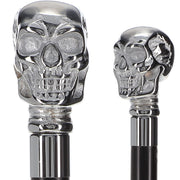 Premium Brass Chrome Skull Handle Stick: Black Beechwood