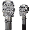 Scratch and Dent Premium Brass Chrome Skull Handle Stick: Black Beechwood V3405