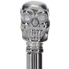 Scratch and Dent Premium Brass Chrome Skull Handle Stick: Black Beechwood V2087