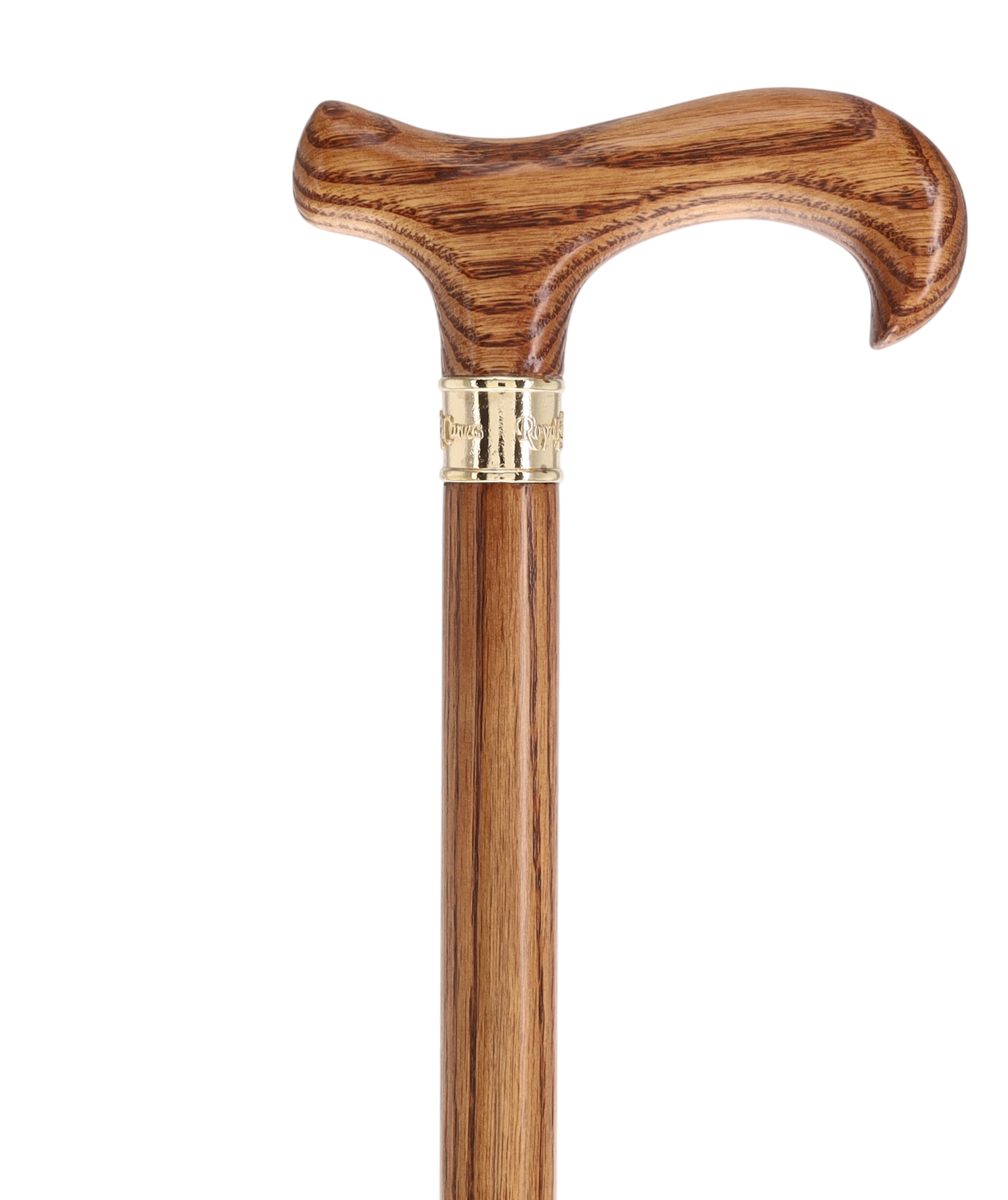 Super Strong & Extra Long Oak Derby Cane: Gold Accent Collar by Royal Canes