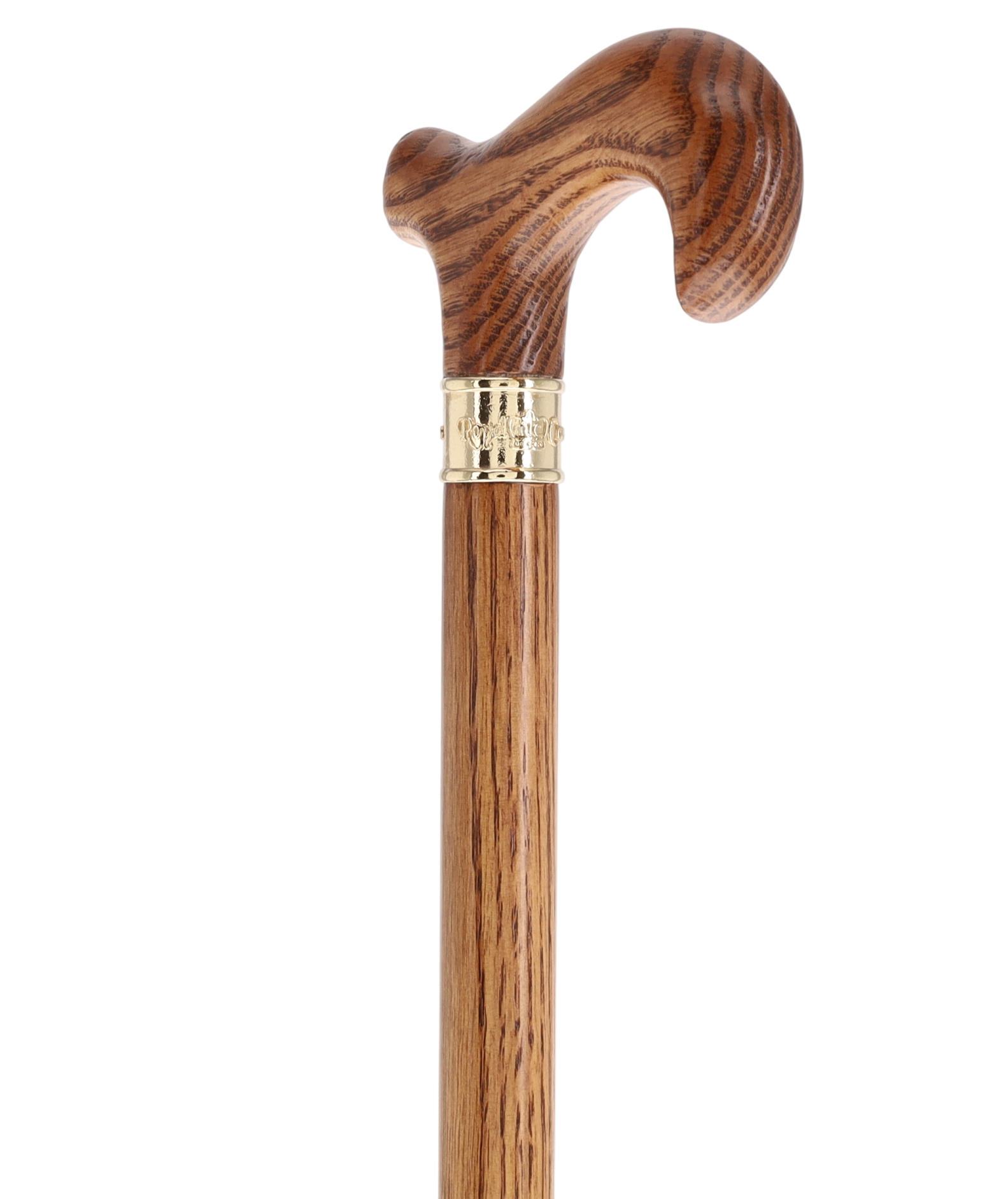 Super Strong & Extra Long Oak Derby Cane: Gold Accent Collar by Royal Canes