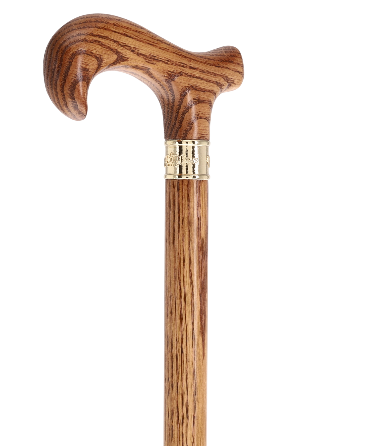 Super Strong & Extra Long Oak Derby Cane: Gold Accent Collar by Royal Canes