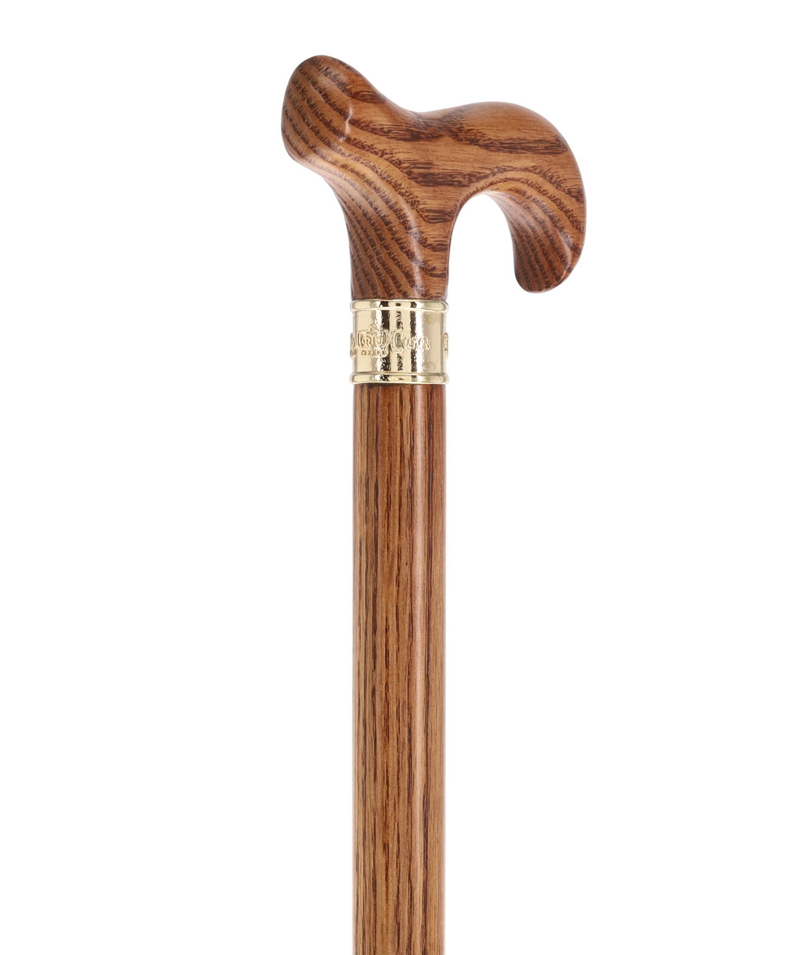 Super Strong & Extra Long Oak Derby Cane: Gold Accent Collar by Royal Canes