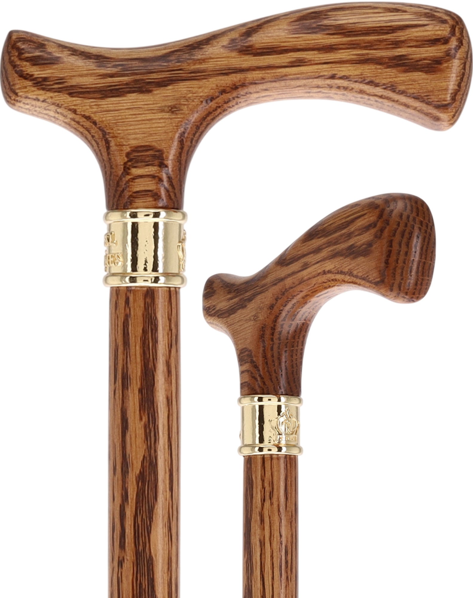 Elegant Fritz Oak Cane w/ Embossed Brass Collar
