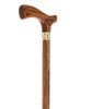 Elegant Slim-Line Oak Fritz Cane with Brass Collar