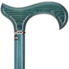 Scratch and Dent Blue Denim Derby Walking Cane With Ash Wood Shaft and Silver Collar V2201