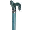 Scratch and Dent Blue Denim Derby Walking Cane With Ash Wood Shaft and Silver Collar V2201