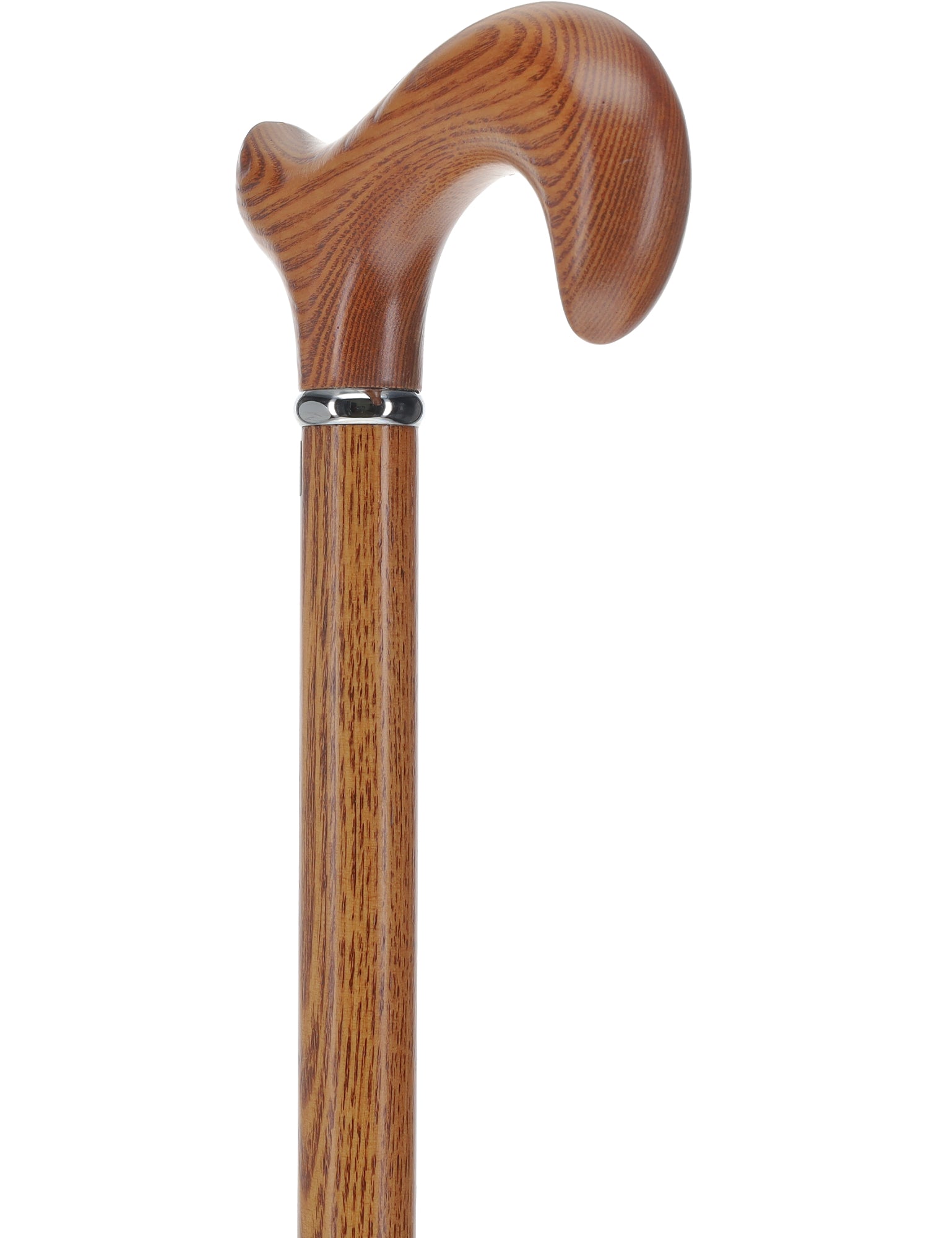 Espresso Natural Ash Derby Walking Cane with Silver Collar