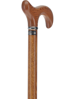 Espresso Natural Ash Derby Walking Cane with Silver Collar