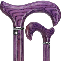 Vivid Purple Derby Walking Cane With Ash Wood Shaft and Silver Collar