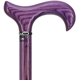 Vivid Purple Derby Walking Cane With Ash Wood Shaft and Silver Collar w/ SafeTbase